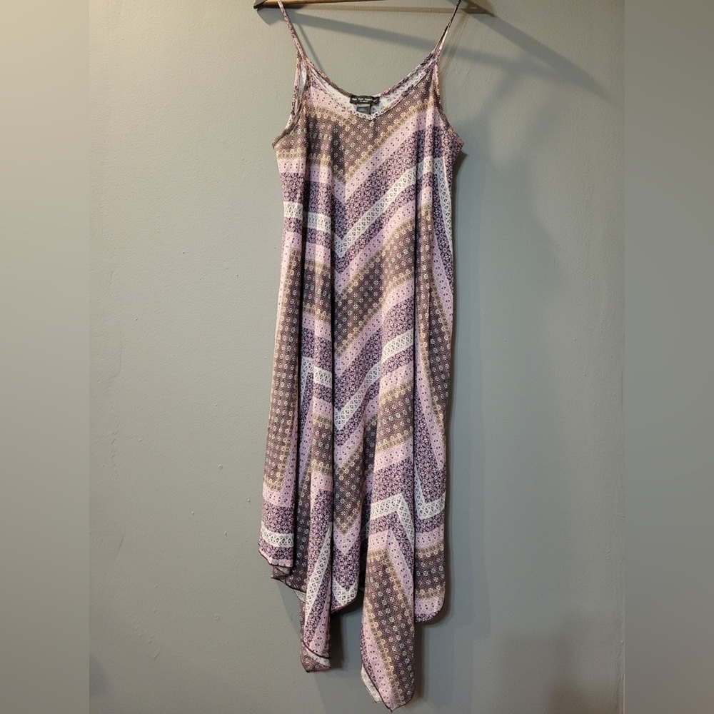 See You Monday Los Angeles Purple Patterned Handkerchief Dress | Size Large